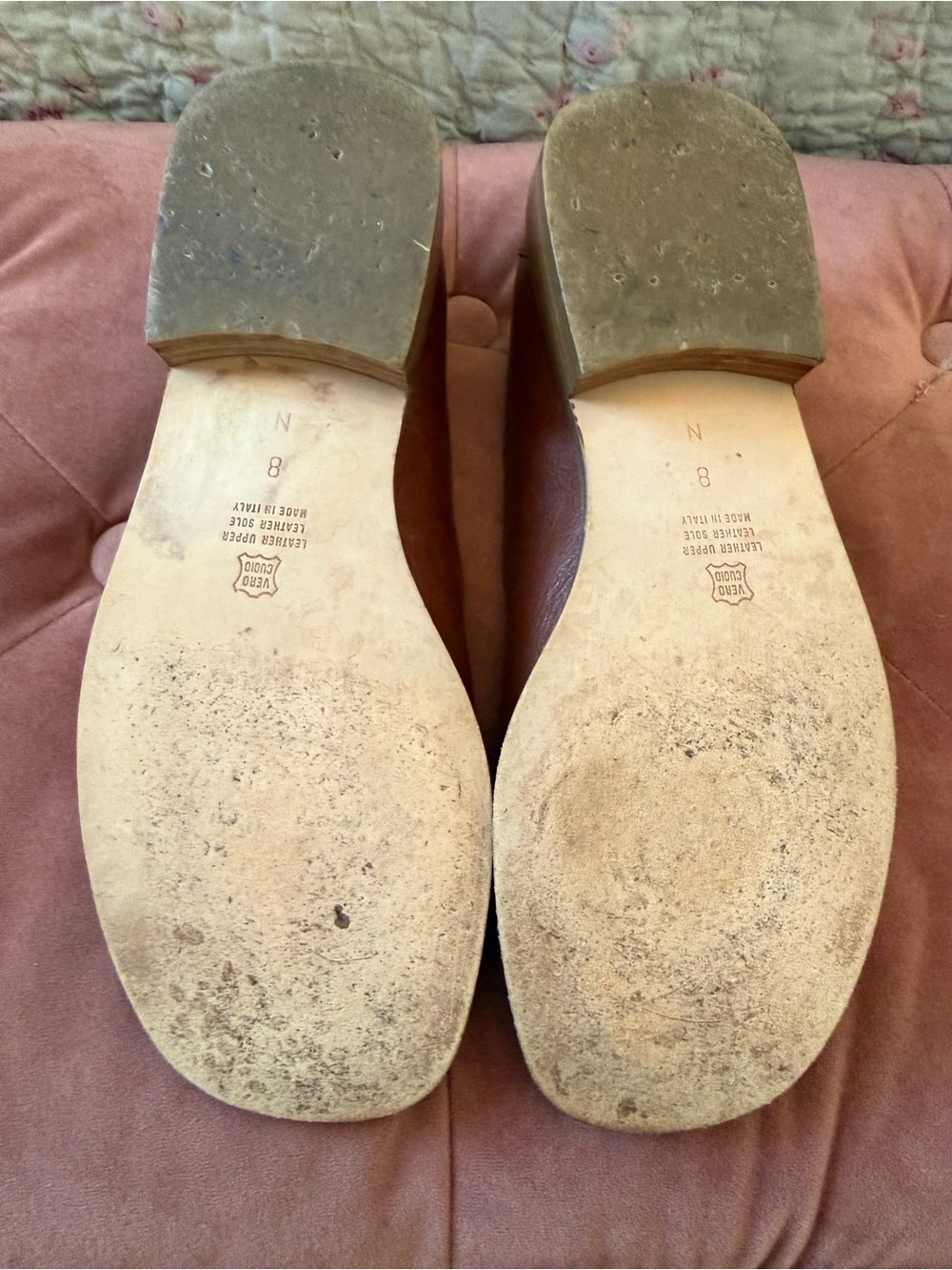 Talbots Italian Brown Leather Peep Toe Flat Sandals Size 8 Narrow - Picture 7 of 8